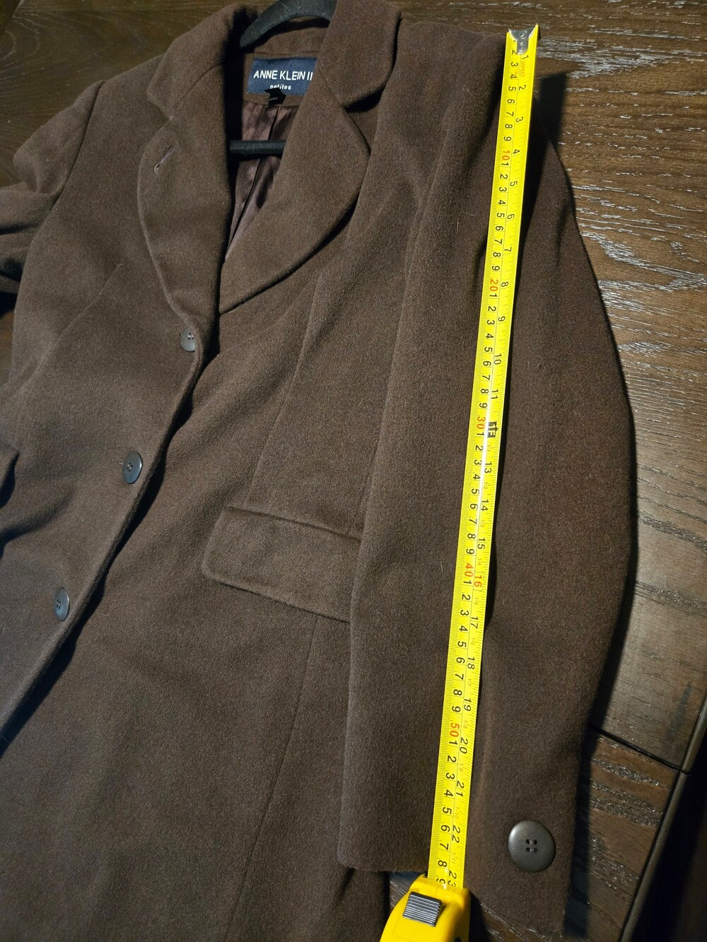 Anne Klein II Long Brown Wool Blend Coat Women's Outerwear - Wool / Brown / 6 - Picture 4 of 15